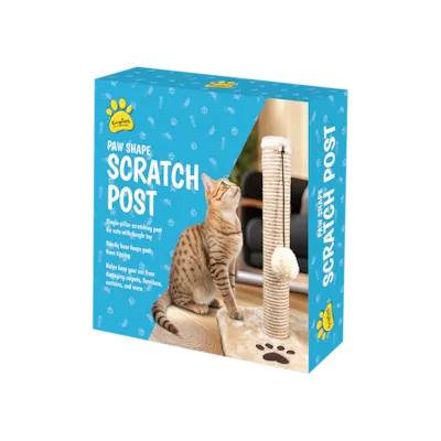 Paw Shaped Cat Scratch Post With Play Ball On String
