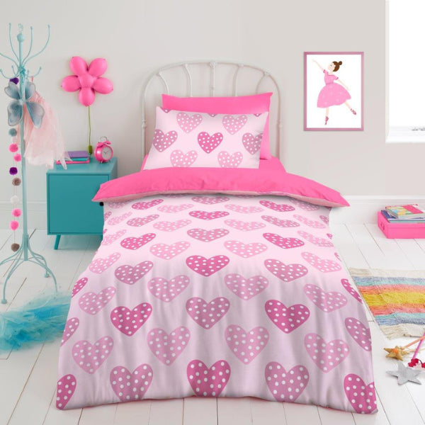 Kids Love Hearts Duvet Set Single