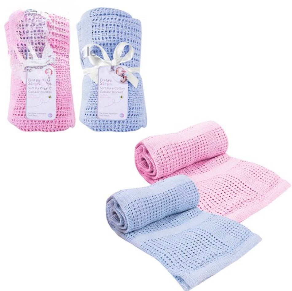 100% Cotton Baby Cellular Blankets - Case of 6