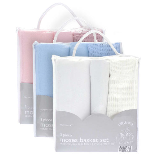 3 Piece Baby Moses Basket Bedding Set