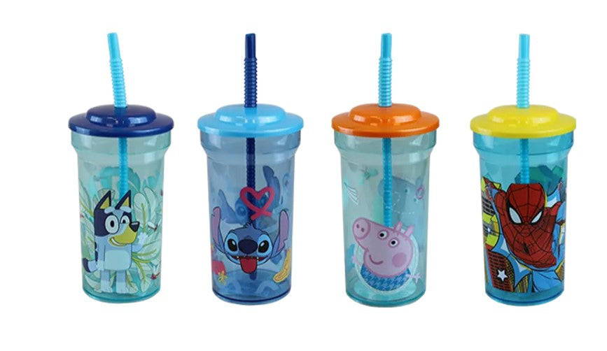 Officially Licensed Kids Character Clear Drinking Cup With Straw
