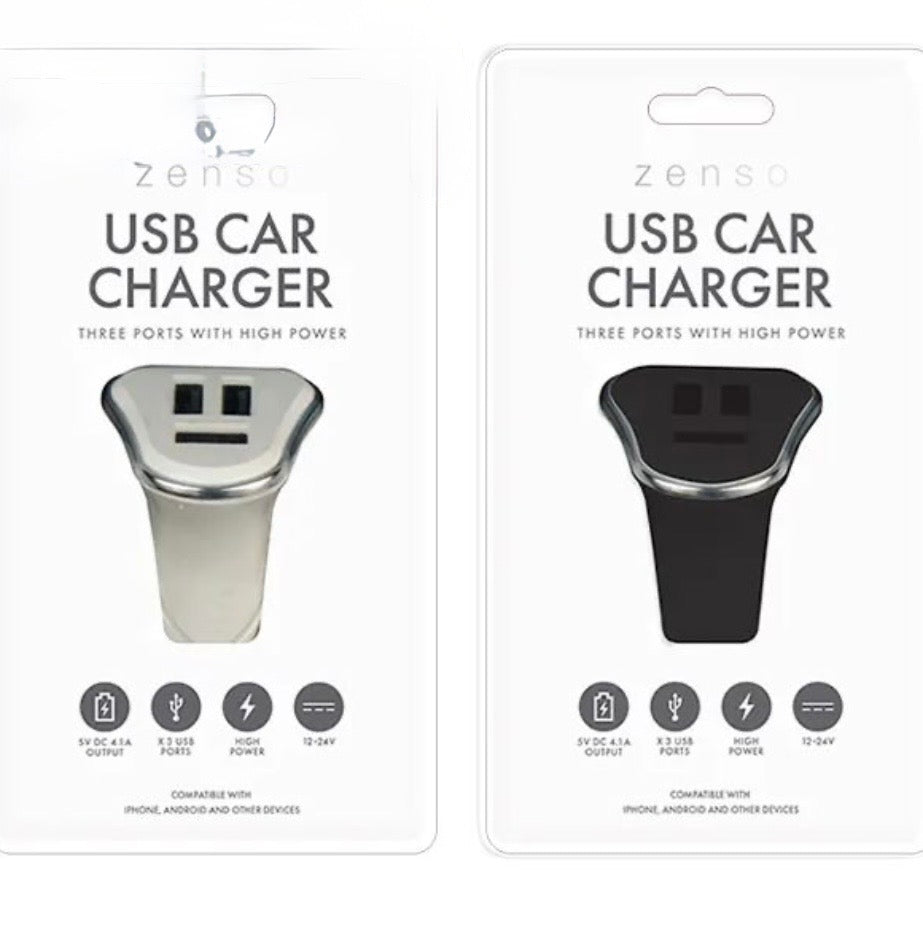 Zenso 3 Port USB Car Charger 12V-14V