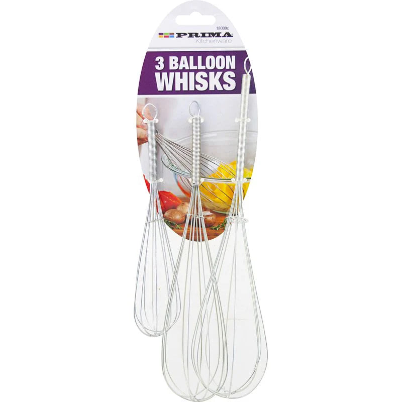 Prima 3 Pack Balloon Whisks - Assorted Sizes