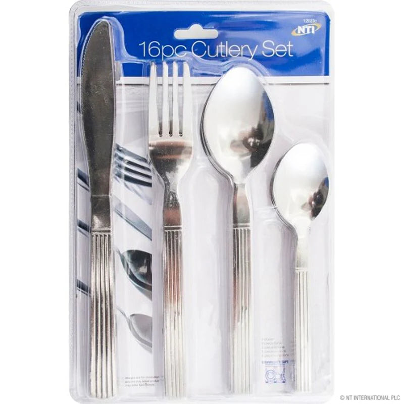 16 Piece Stainless Steel Cutlery Set With Stripe Design