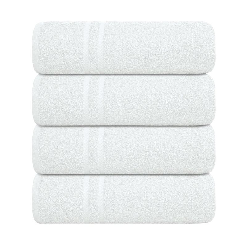 4 Luxury Soft Cotton Chevron Bath Sheets - White