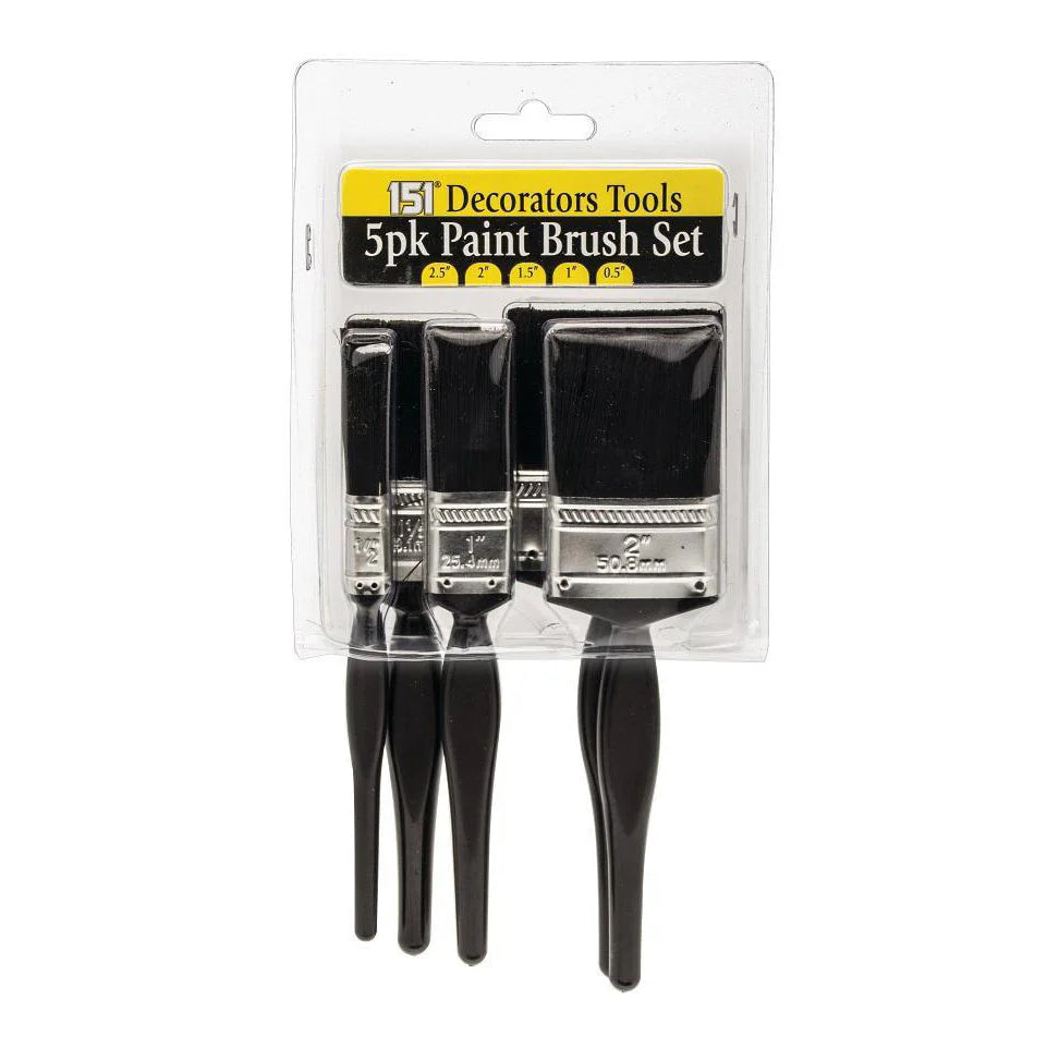 5 Pack Assorted Sizes Paintbrushes